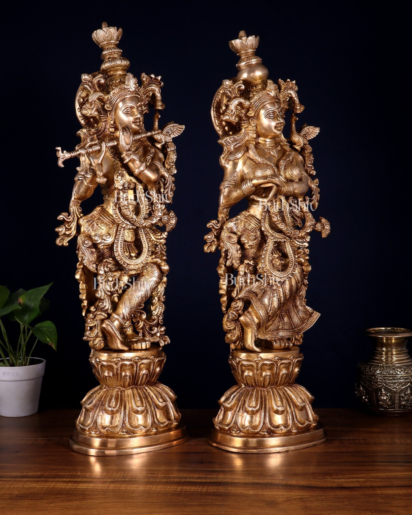Brass Radha Krishna Idol 25 inch - Budhshiv.com