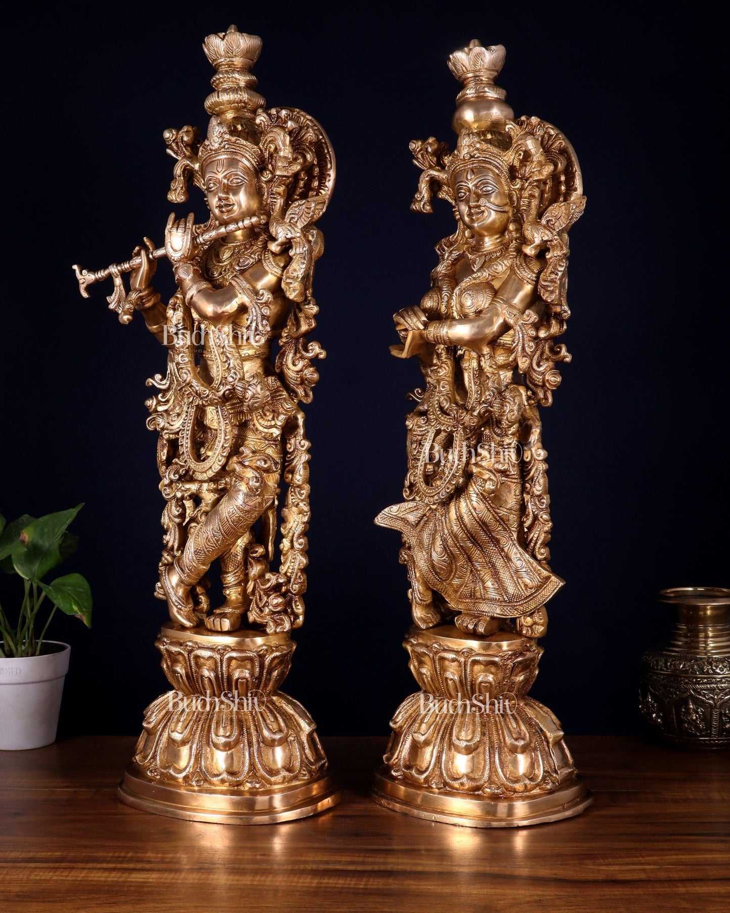 Brass Radha Krishna Idol 25 inch - Budhshiv.com
