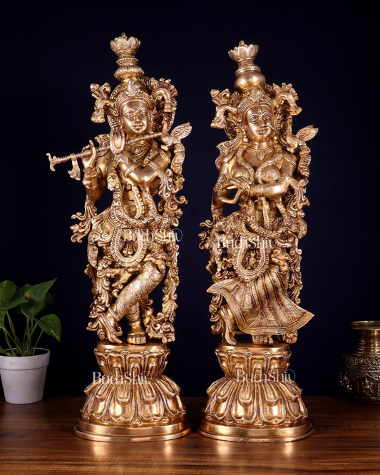Brass Radha Krishna Idol 25 inch - Budhshiv.com