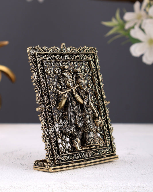Brass Radha Krishna Idol for Car Dashboard – Divine Mini Dashboard Statue 5 Inch - Budhshiv.com