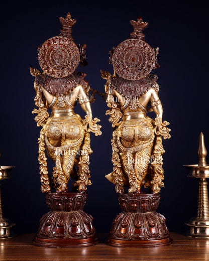 Brass Radha Krishna Idols 25 inch dual tone - Budhshiv.com