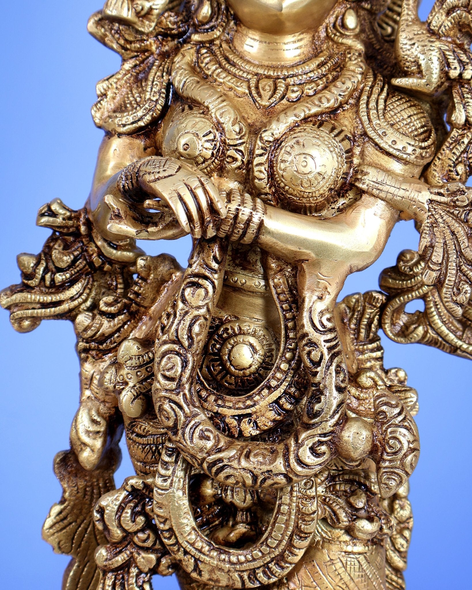 Brass Radha Krishna Idols on Lotus Base – Fine Craft Divine Pair (21 Inch) - Budhshiv.com