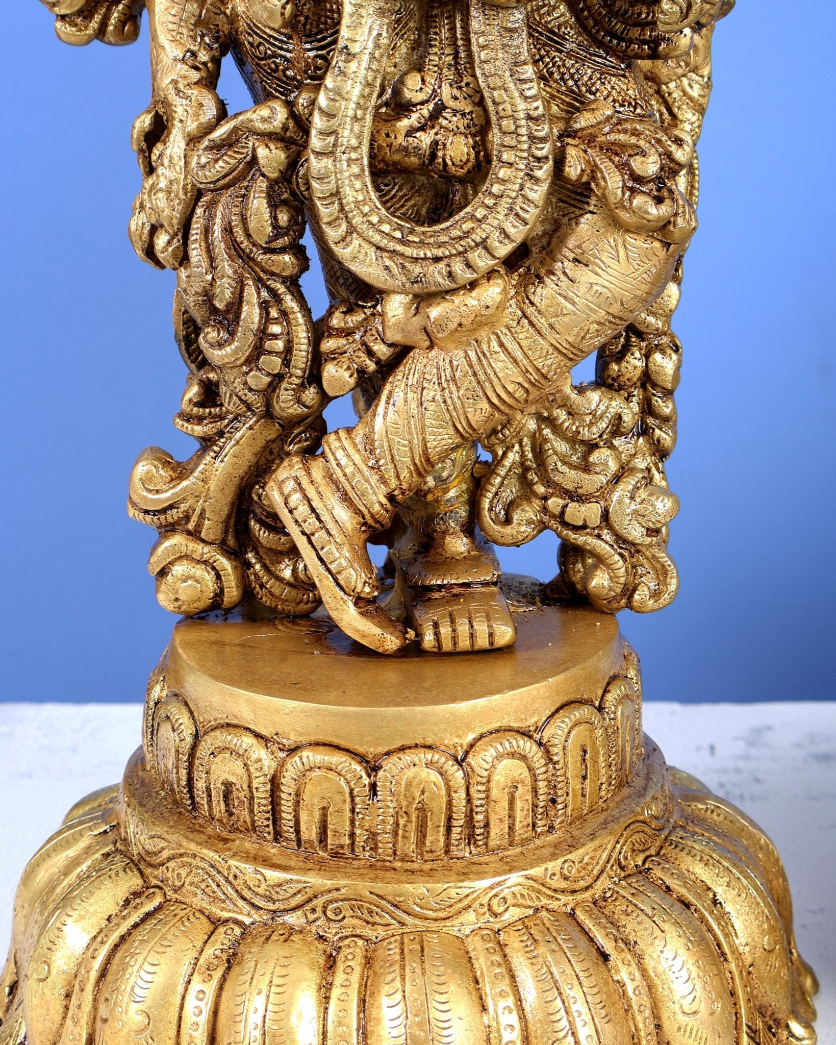 Brass Radha Krishna Idols on Lotus Base – Fine Craft Divine Pair (21 Inch) - Budhshiv.com