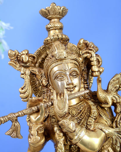 Brass Radha Krishna Idols on Lotus Base – Fine Craft Divine Pair (21 Inch) - Budhshiv.com