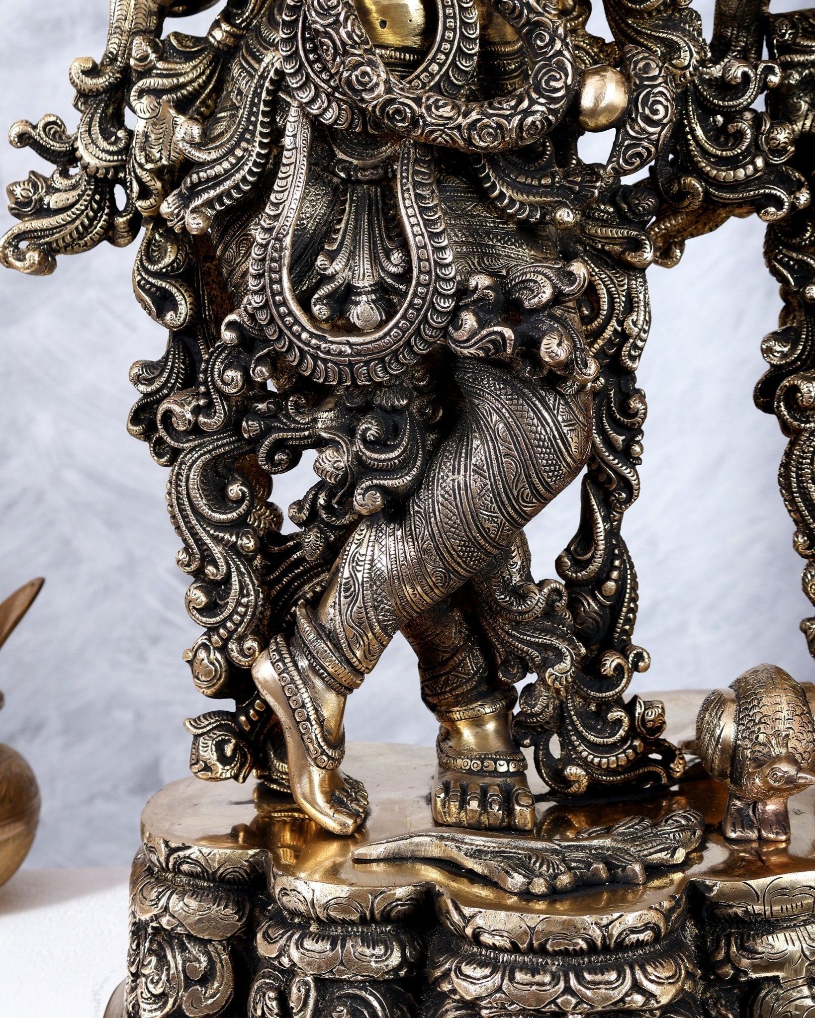 Brass Radha krishna Idols together on same base 29 inch large - Budhshiv.com