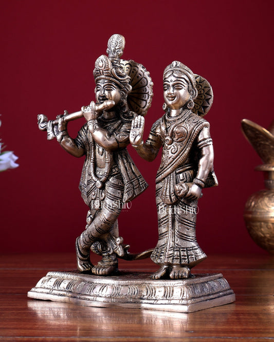 Brass Radha Krishna Statue 8 inch - Budhshiv.com
