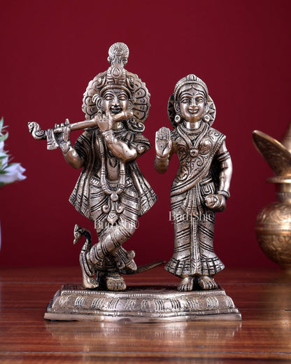 Brass Radha Krishna Statue 8 inch - Budhshiv.com