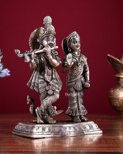 Brass Radha Krishna Statue 8 inch - Budhshiv.com