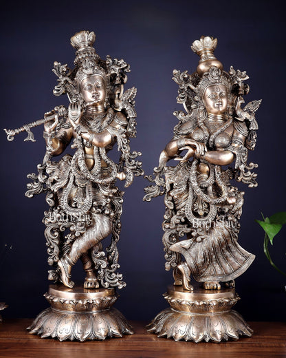 Brass Radha Krishna statue pair - 27 Inches - Budhshiv.com