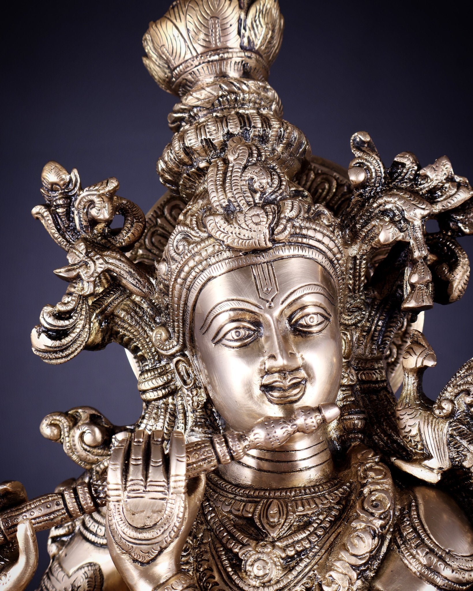 Brass Radha Krishna statue pair - 27 Inches - Budhshiv.com