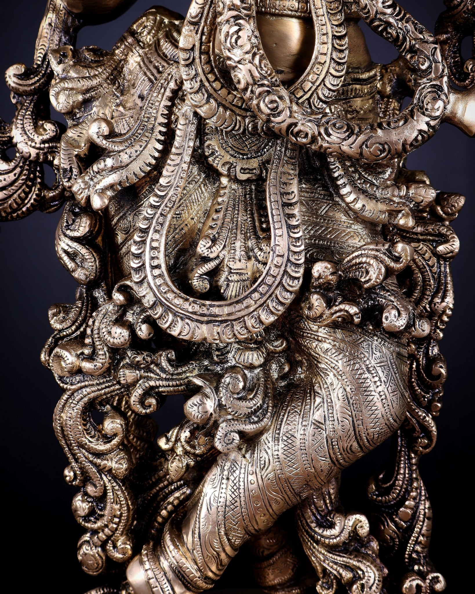 Brass Radha Krishna statue pair - 27 Inches - Budhshiv.com