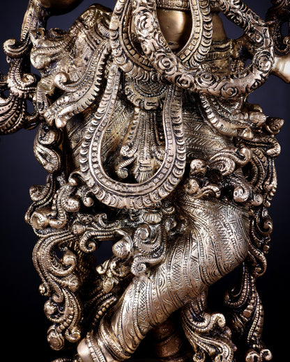 Brass Radha Krishna statue pair - 27 Inches - Budhshiv.com