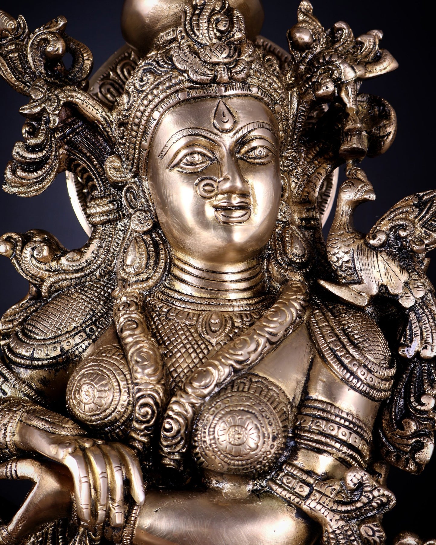 Brass Radha Krishna statue pair - 27 Inches - Budhshiv.com
