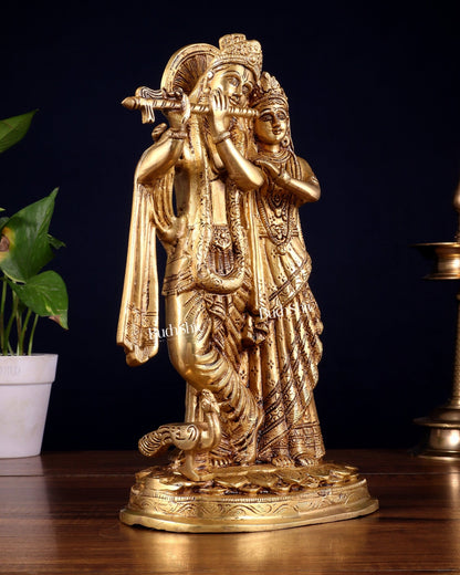 Brass Radha Krishna together Idol 12 inch - Budhshiv.com