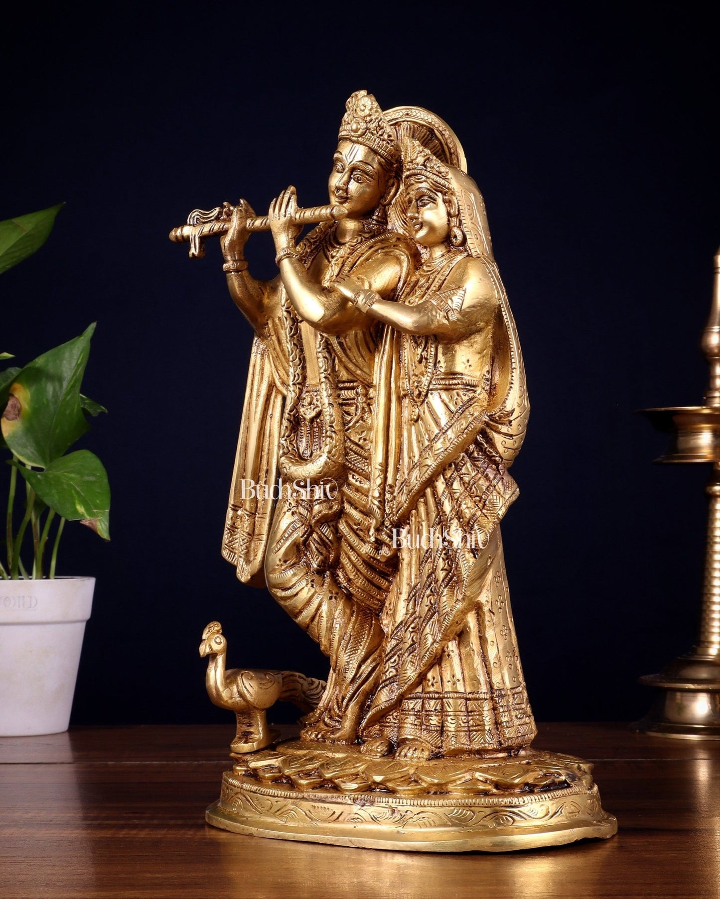 Brass Radha Krishna together Idol 12 inch - Budhshiv.com
