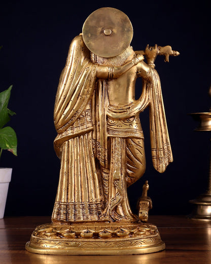 Brass Radha Krishna together Idol 12 inch - Budhshiv.com