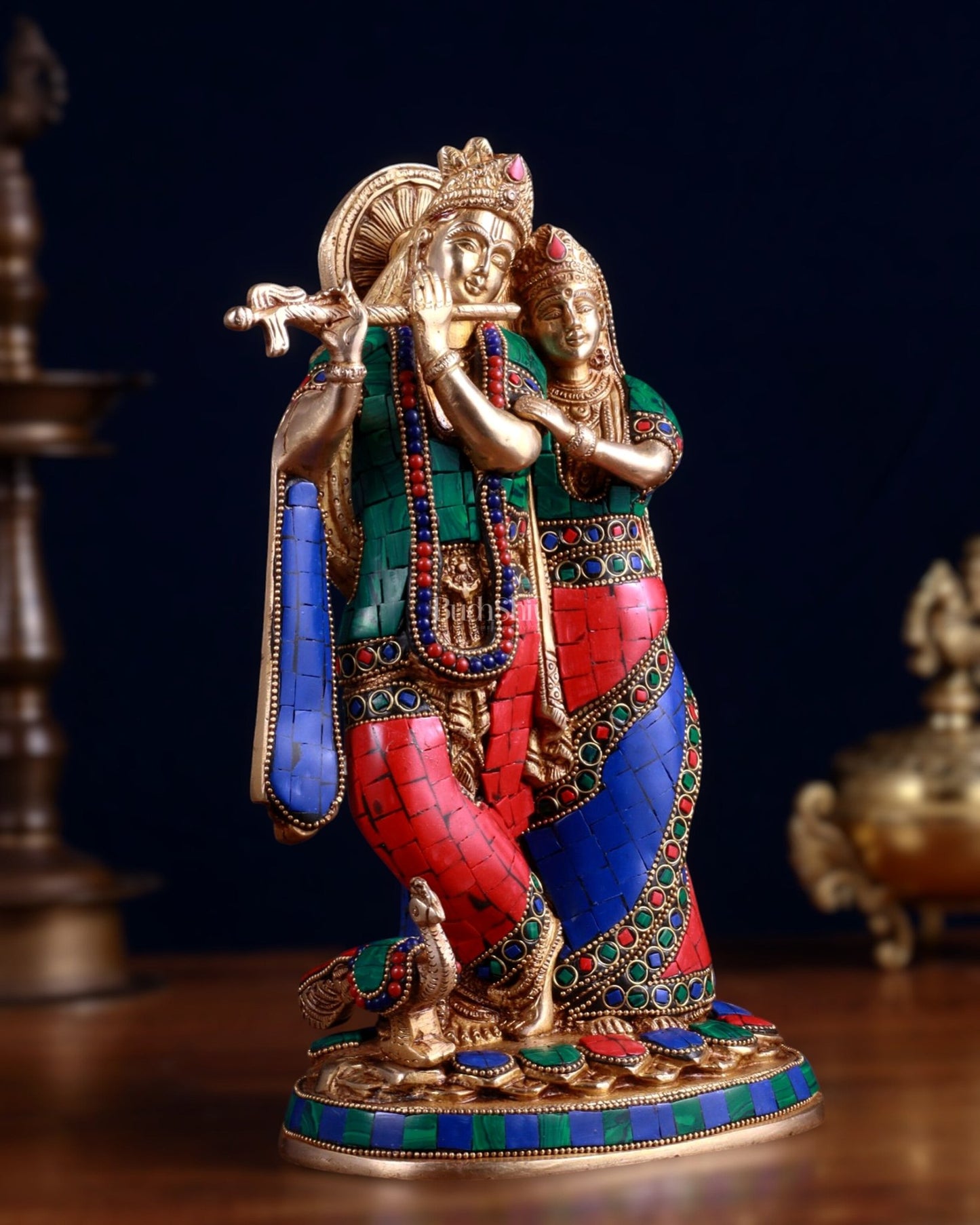 Brass Radha Krishna together Idol 12 - Budhshiv.com