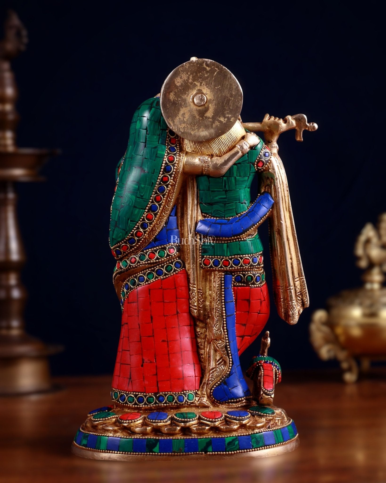 Brass Radha Krishna together Idol 12 - Budhshiv.com