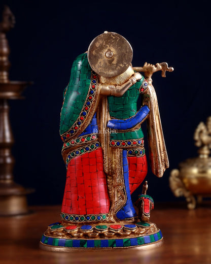 Brass Radha Krishna together Idol 12 - Budhshiv.com