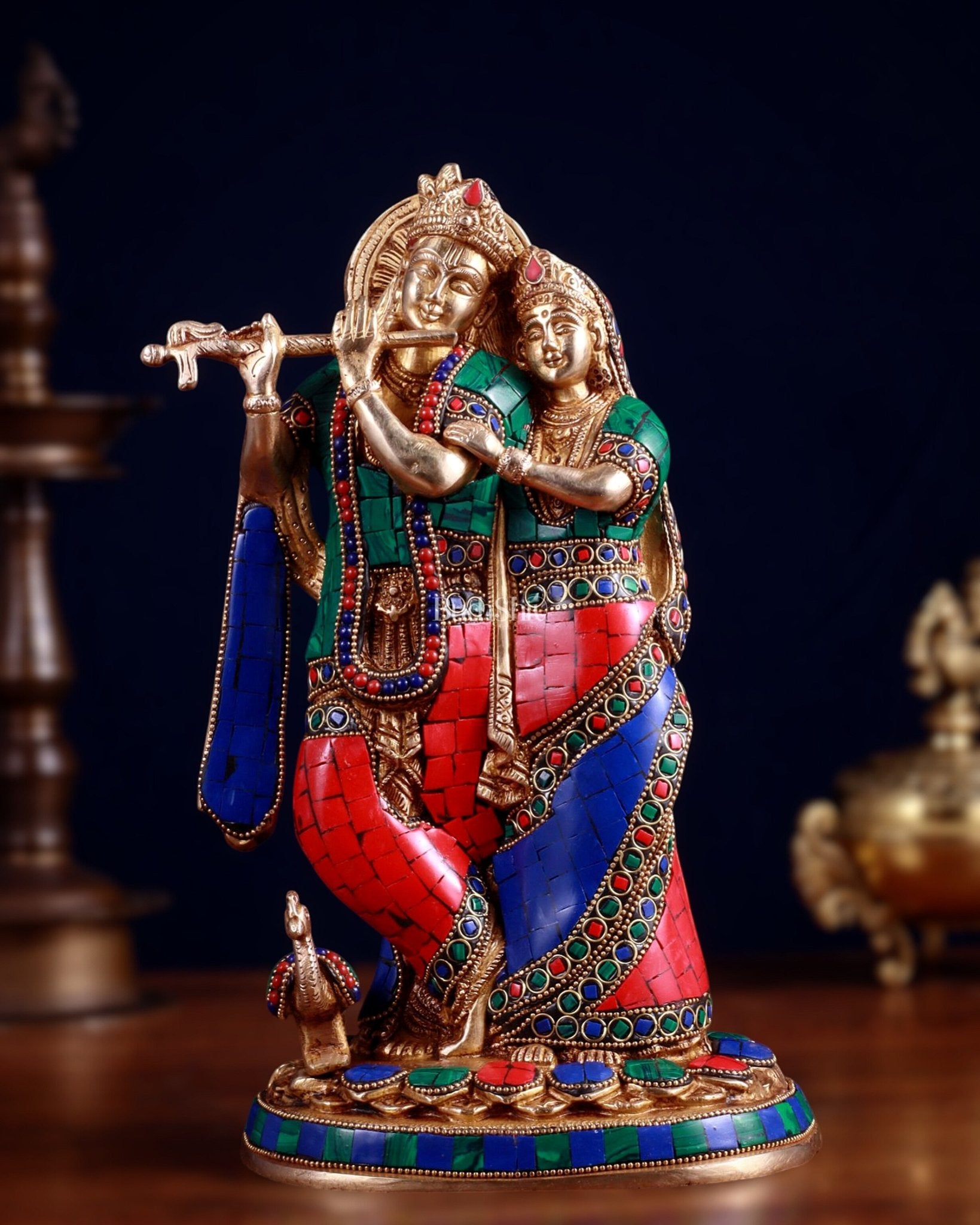 Brass Radha Krishna together Idol 12 - Budhshiv.com