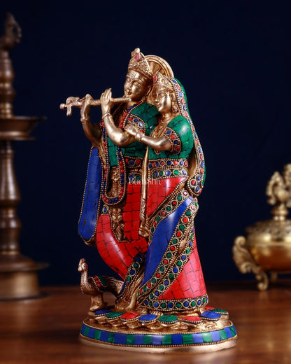Brass Radha Krishna together Idol 12 - Budhshiv.com