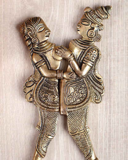 Brass Raja Rani Nut Cutter – Collectible Rajasthani Craft Decor Piece (6.5 Inches) - Budhshiv.com