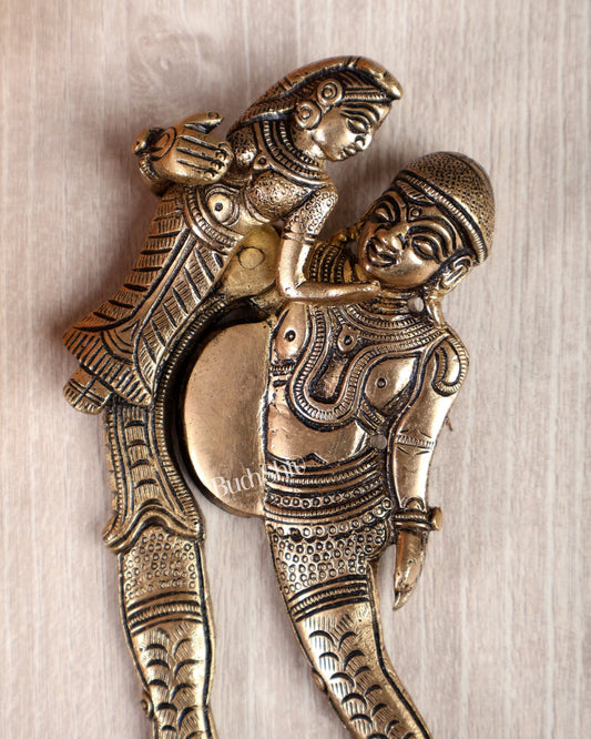 Brass Raja Rani Nut Cutter – Traditional Collectible Rajasthani Craft Piece (5.5 Inches) - Budhshiv.com