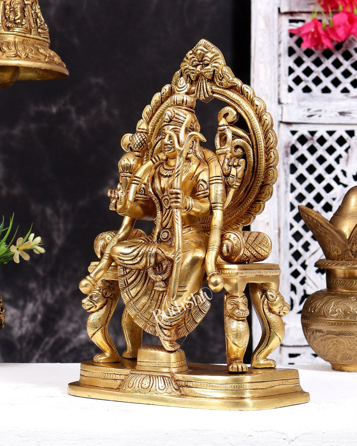 Brass Rajarajeshwari Lalita Tripura Sundari Statue 12 inch - Budhshiv.com