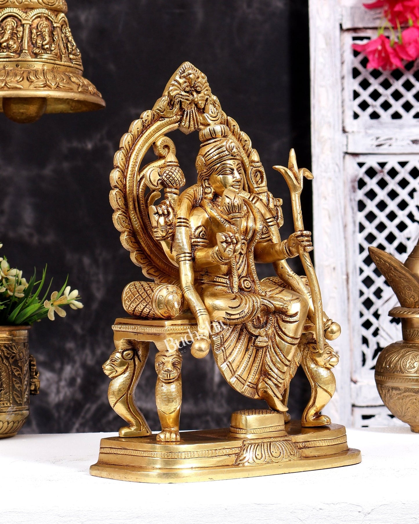 Brass Rajarajeshwari Lalita Tripura Sundari Statue 12 inch - Budhshiv.com
