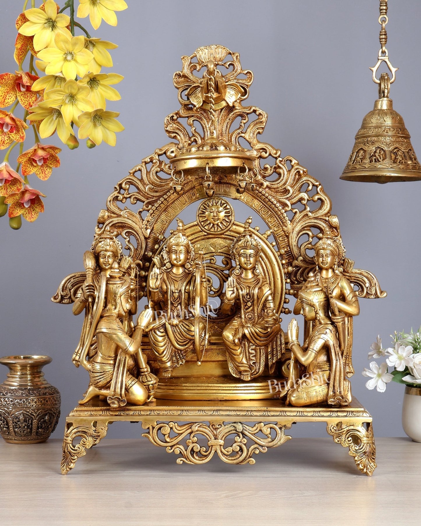 Brass Ram Darbar 23 inch (Ramapatabhishekam) - Budhshiv.com
