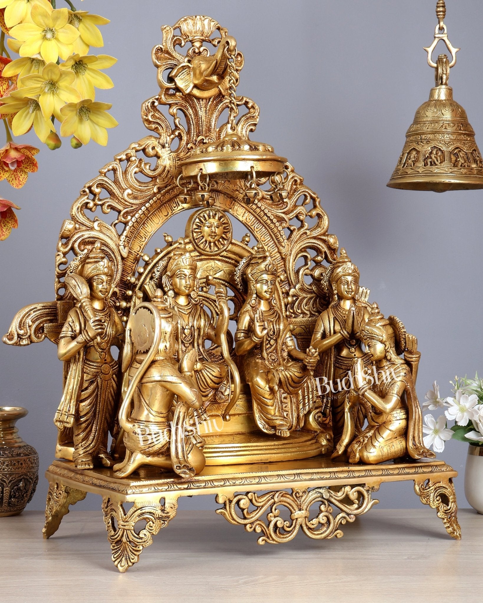 Brass Ram Darbar 23 inch (Ramapatabhishekam) - Budhshiv.com