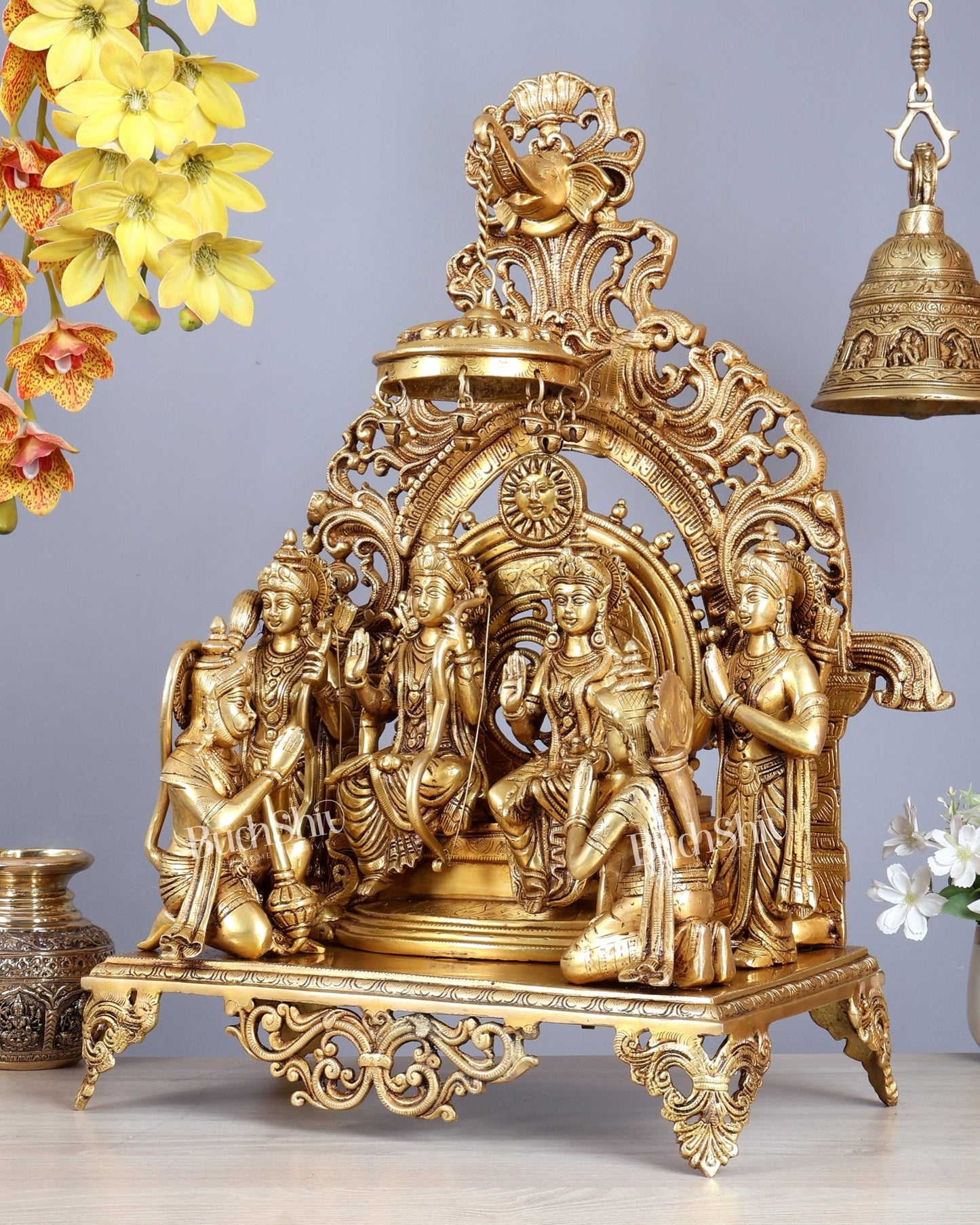 Brass Ram Darbar 23 inch (Ramapatabhishekam) - Budhshiv.com
