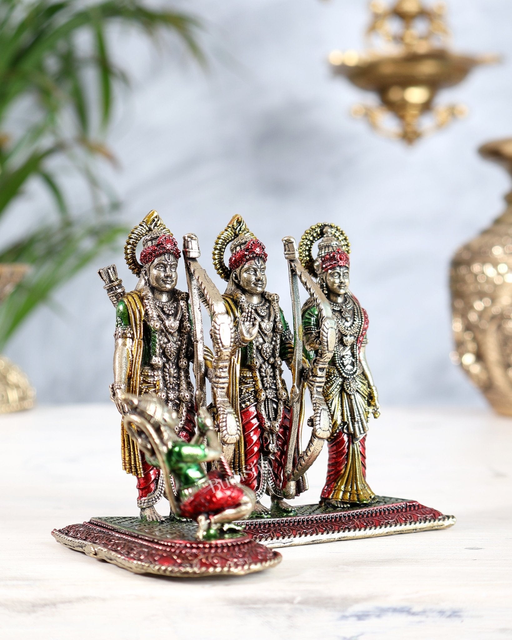 Brass Ram Darbar Idol - 3" superfine hand - painted - Budhshiv.com