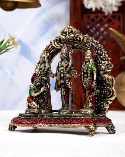 Brass Ram Darbar Idol 5 Inch handpainted - Budhshiv.com