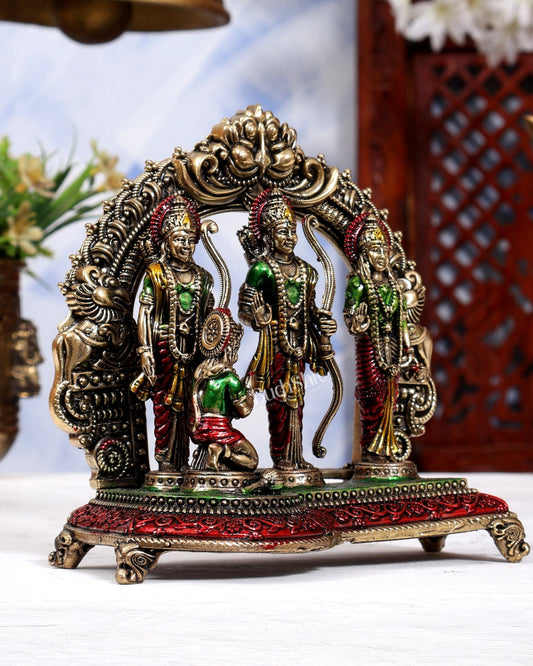 Brass Ram Darbar Idol 5 Inch handpainted - Budhshiv.com