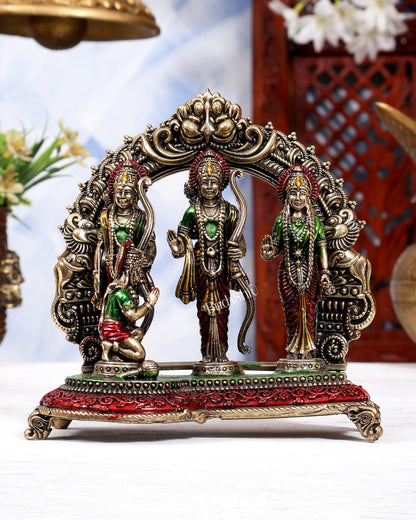 Brass Ram Darbar Idol 5 Inch handpainted - Budhshiv.com