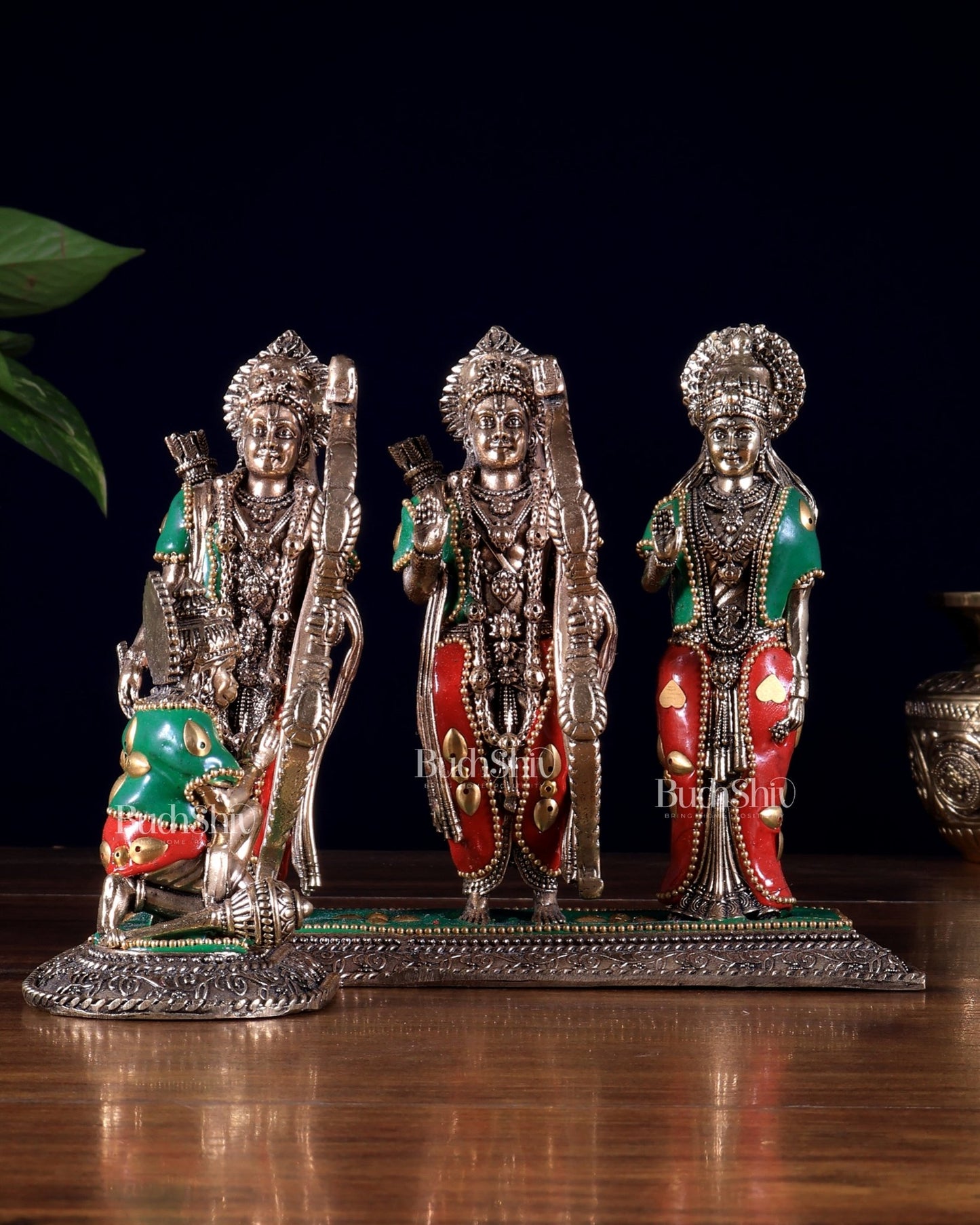 Brass Ram Darbar Idol - 6.5" Tall with meenakari - Budhshiv.com