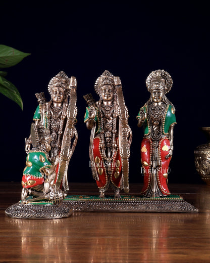 Brass Ram Darbar Idol - 6.5" Tall with meenakari - Budhshiv.com