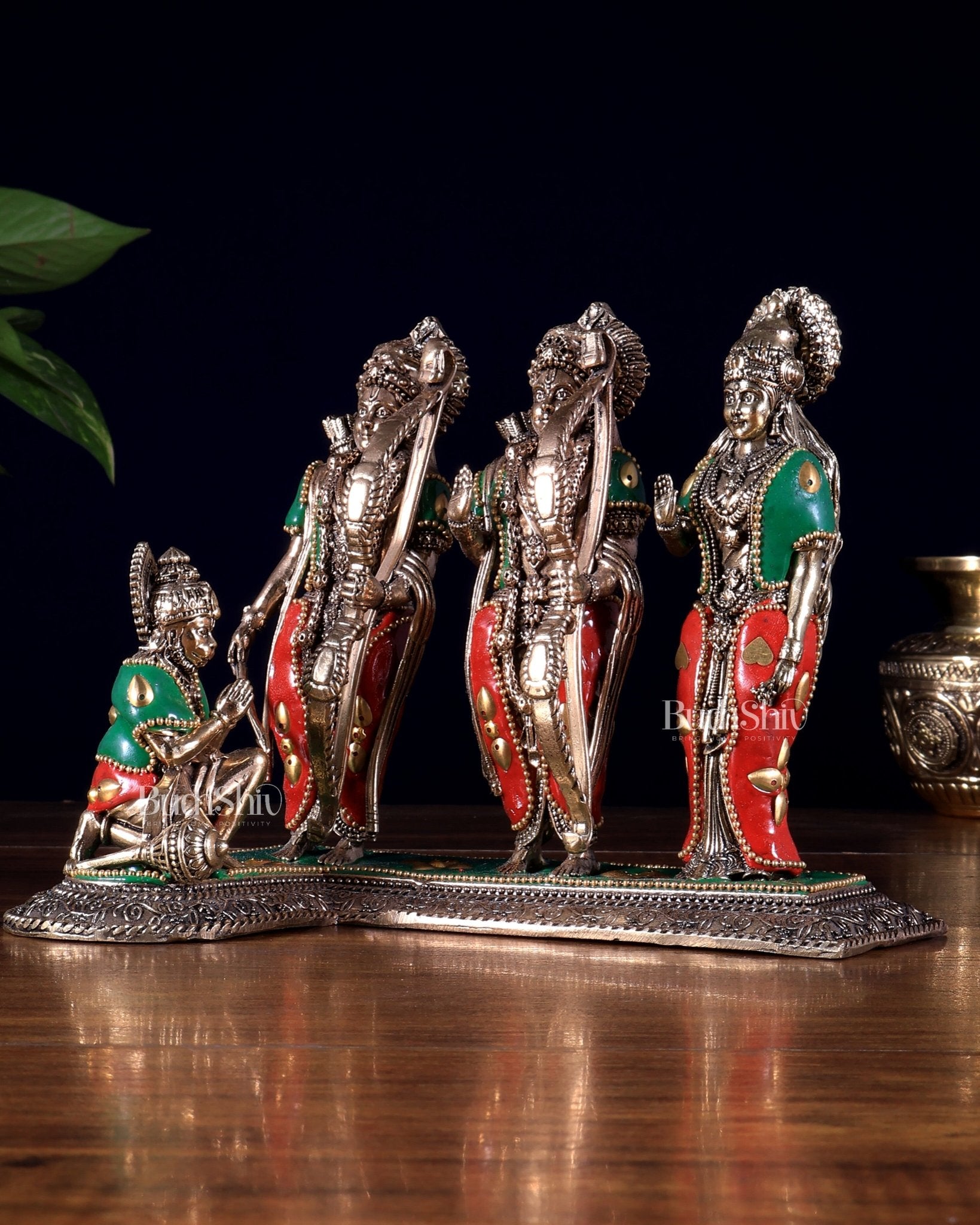 Brass Ram Darbar Idol - 6.5" Tall with meenakari - Budhshiv.com