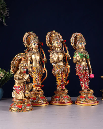 Brass Ram Darbar idols 12.5" with laakh meenakari - Budhshiv.com