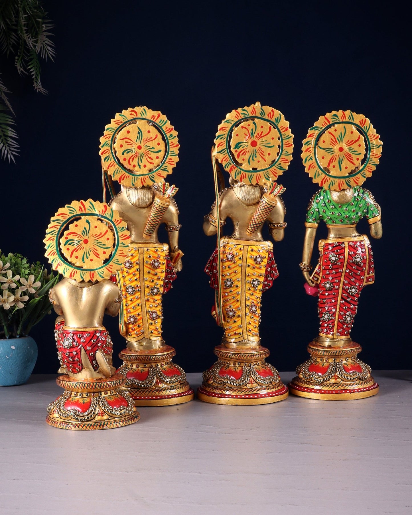Brass Ram Darbar idols 12.5" with laakh meenakari - Budhshiv.com