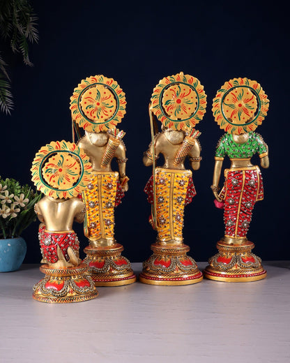 Brass Ram Darbar idols 12.5" with laakh meenakari - Budhshiv.com