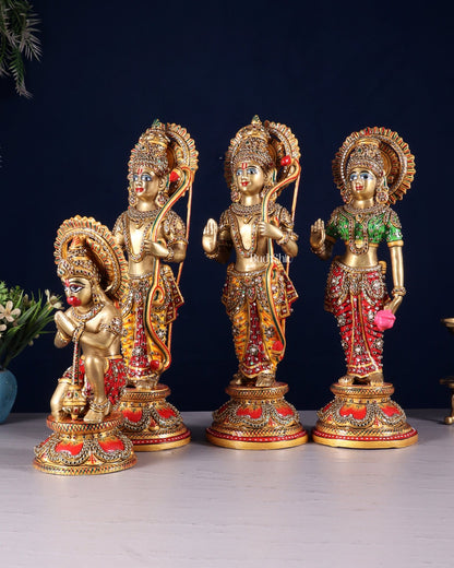 Brass Ram Darbar idols 12.5" with laakh meenakari - Budhshiv.com