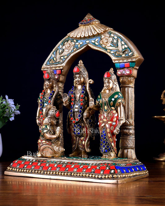 Brass Ram Darbar Statue 12 inch meenakari Stonework - Budhshiv.com