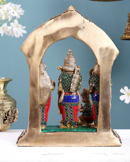 Brass Ram Darbar Statue 12 inch meenakari Stonework - Budhshiv.com