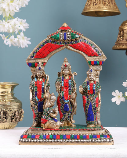Brass Ram Darbar Statue 12 inch meenakari Stonework - Budhshiv.com