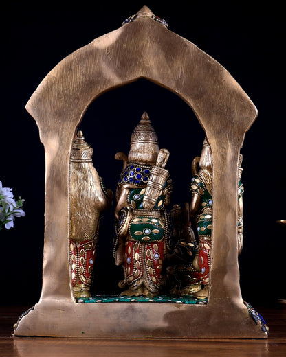 Brass Ram Darbar Statue 12 inch meenakari Stonework - Budhshiv.com