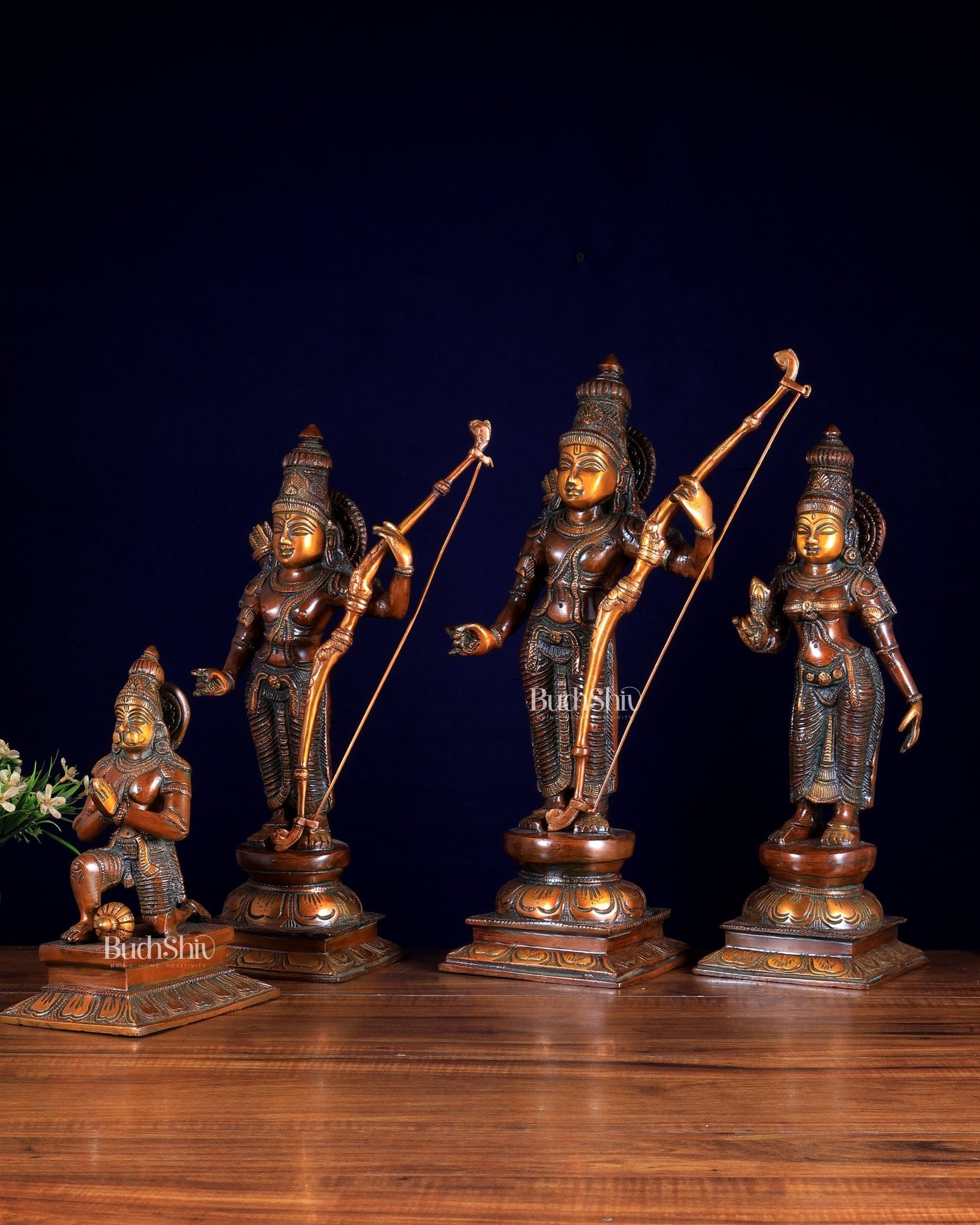 Brass Ram darbar Statues 18 inch double chola tone - Budhshiv.com