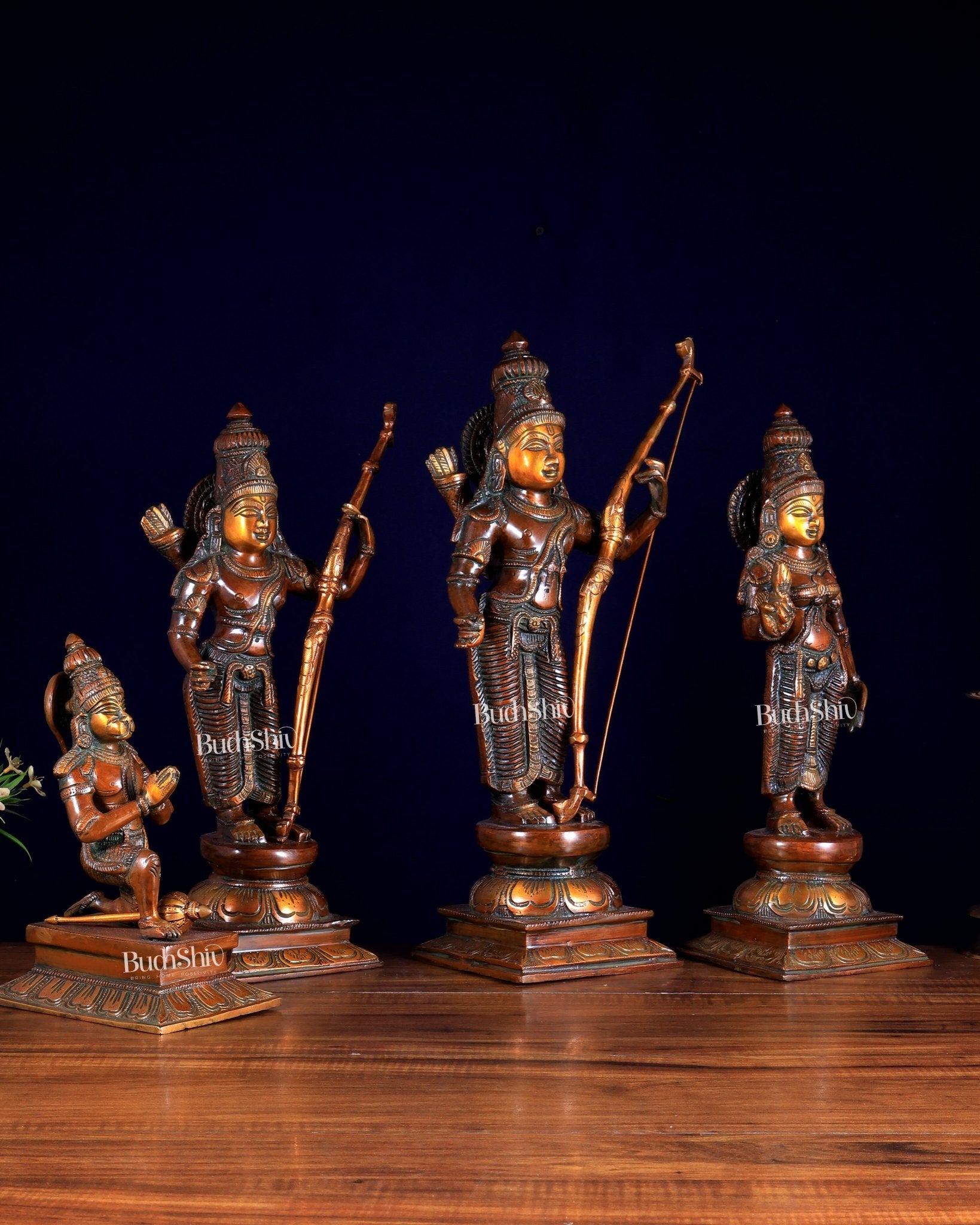 Brass Ram darbar Statues 18 inch double chola tone - Budhshiv.com