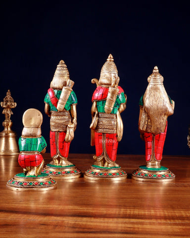 Brass Ramdarbar Idols Set - Lord Ram, Sita, Lakshman, Hanuman 8